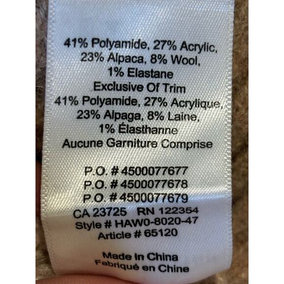 Babaton oversized mini Sweater Dress Wool Alpaca old money Fuzzy Beige Pink Sz 1 - Picture 7 of 8